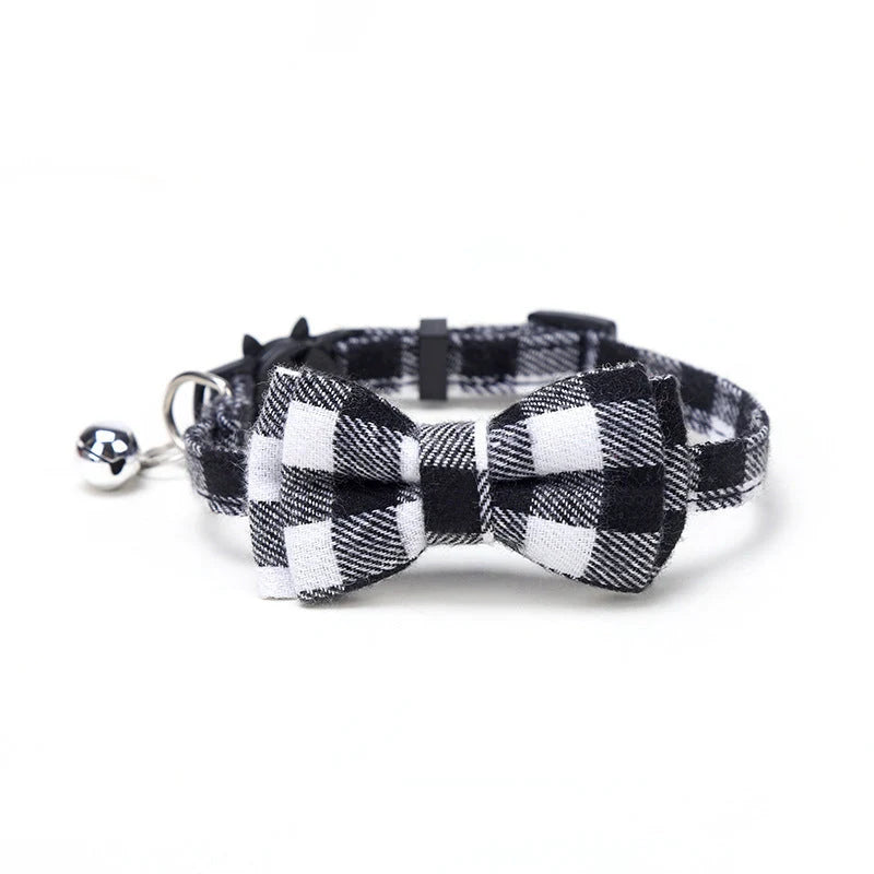 Cat & Dog Collar Cotton Check Pattern Adjustable