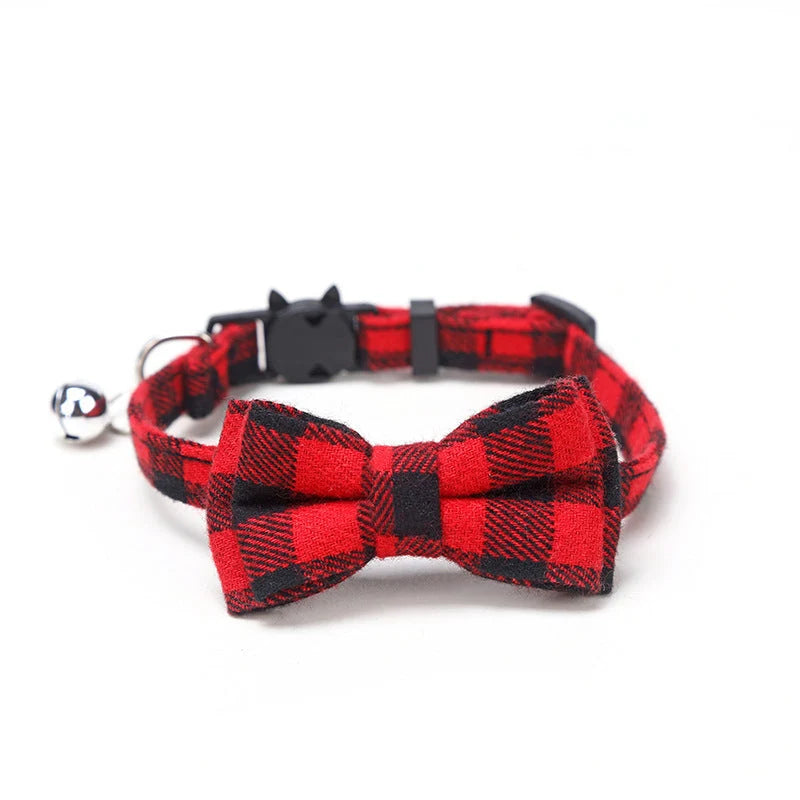 Cat & Dog Collar Cotton Check Pattern Adjustable