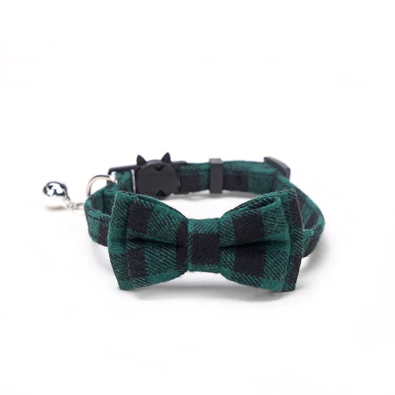 Cat & Dog Collar Cotton Check Pattern Adjustable