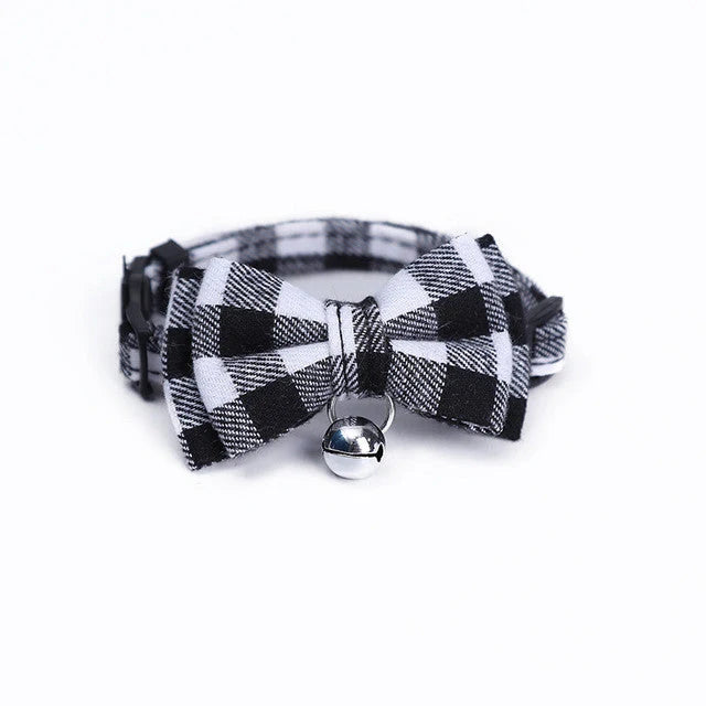 Cat & Dog Collar Cotton Check Pattern Adjustable