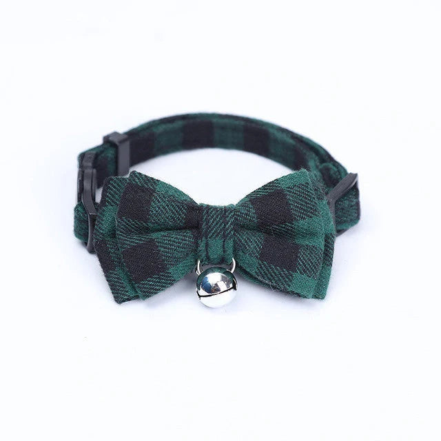 Cat & Dog Collar Cotton Check Pattern Adjustable