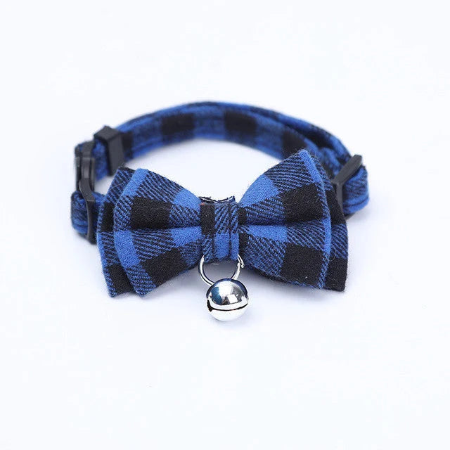 Cat & Dog Collar Cotton Check Pattern Adjustable