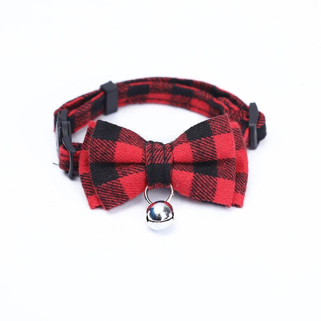 Cat & Dog Collar Cotton Check Pattern Adjustable