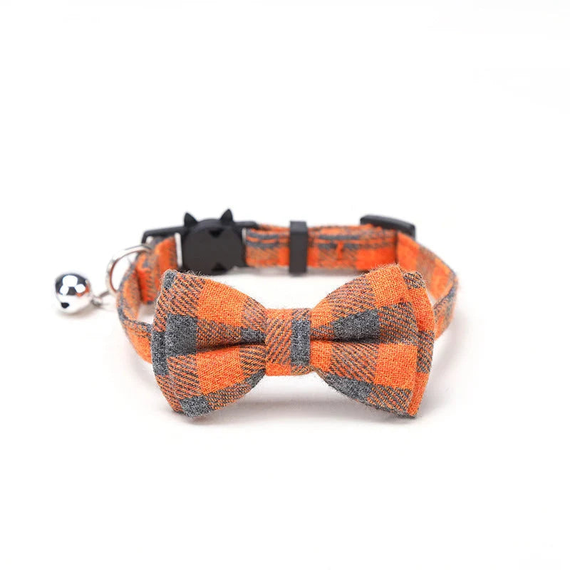 Cat & Dog Collar Cotton Check Pattern Adjustable