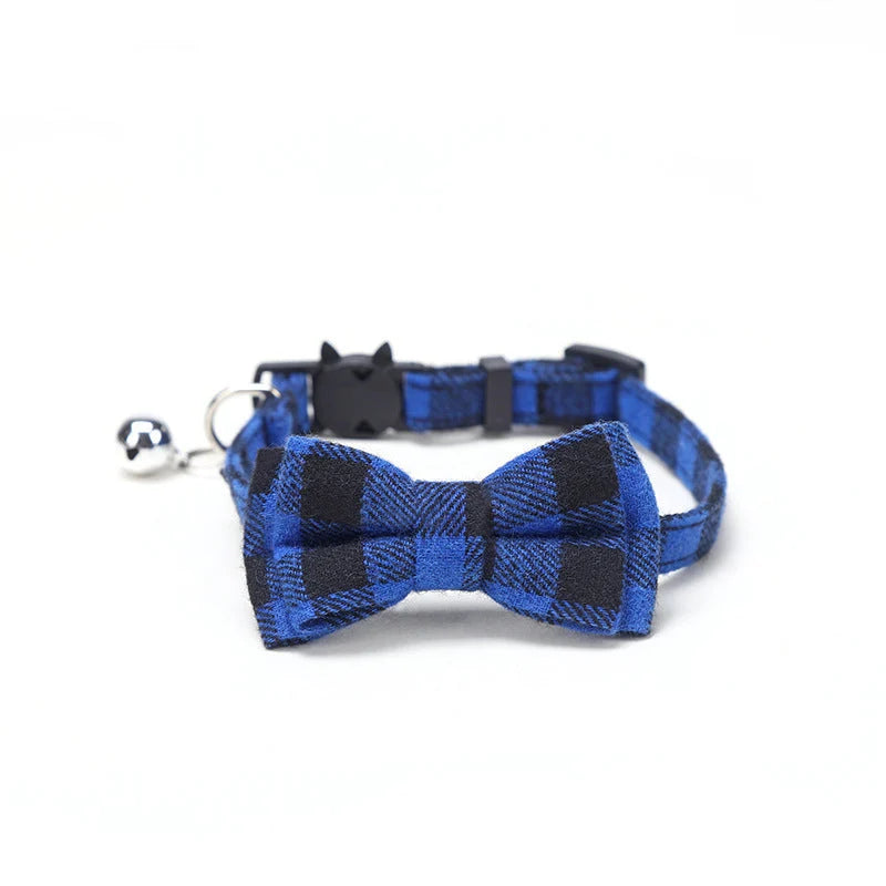 Cat & Dog Collar Cotton Check Pattern Adjustable