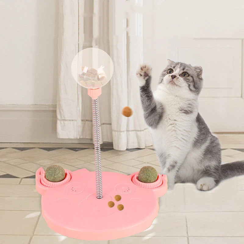 Cat Feeder Slow-Feed Leaky-Ball Suction-Cup Base