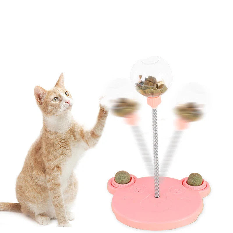 Cat Feeder Slow-Feed Leaky-Ball Suction-Cup Base