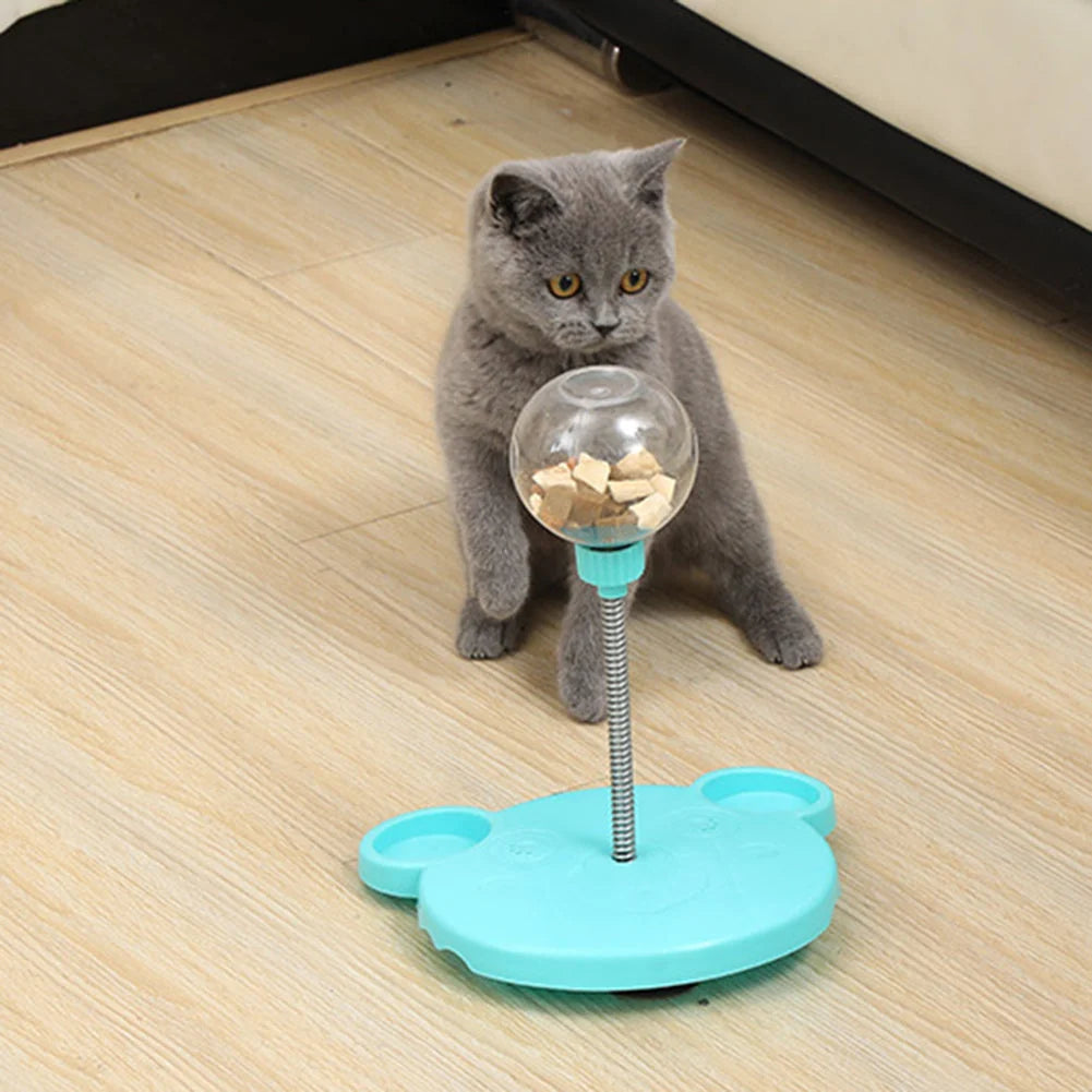 Cat Feeder Slow-Feed Leaky-Ball Suction-Cup Base