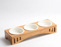 Cat Feeding Station Bamboo Arch Removable Bone China Bowls