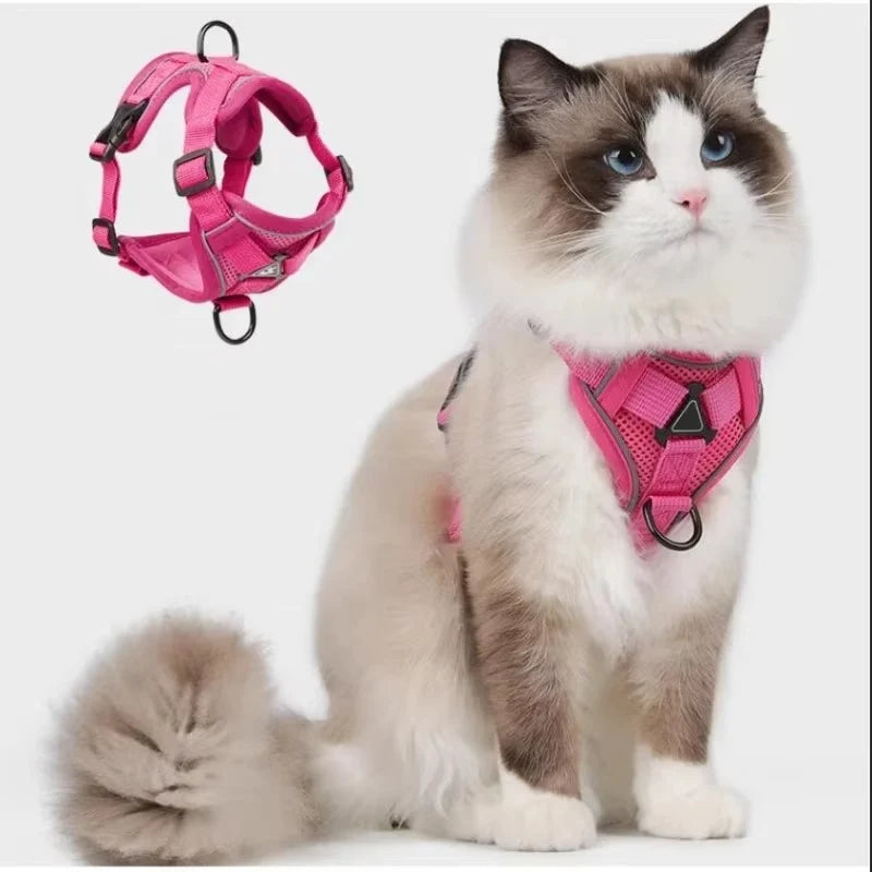 Cat Harness & Leash Set Reflective Breathable Mesh Quick-Release