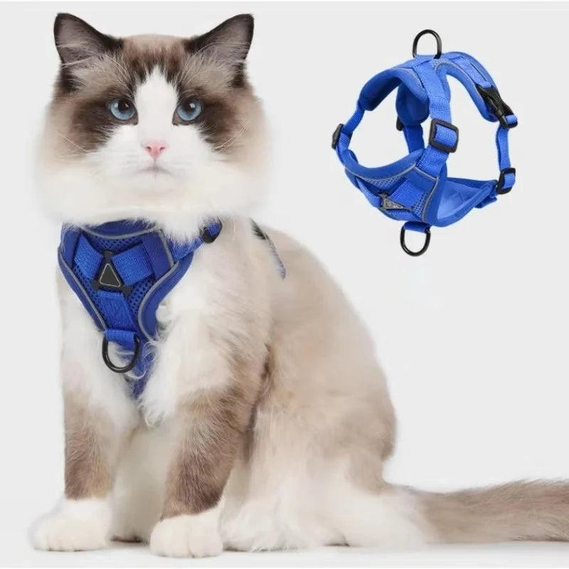Cat Harness & Leash Set Reflective Breathable Mesh Quick-Release