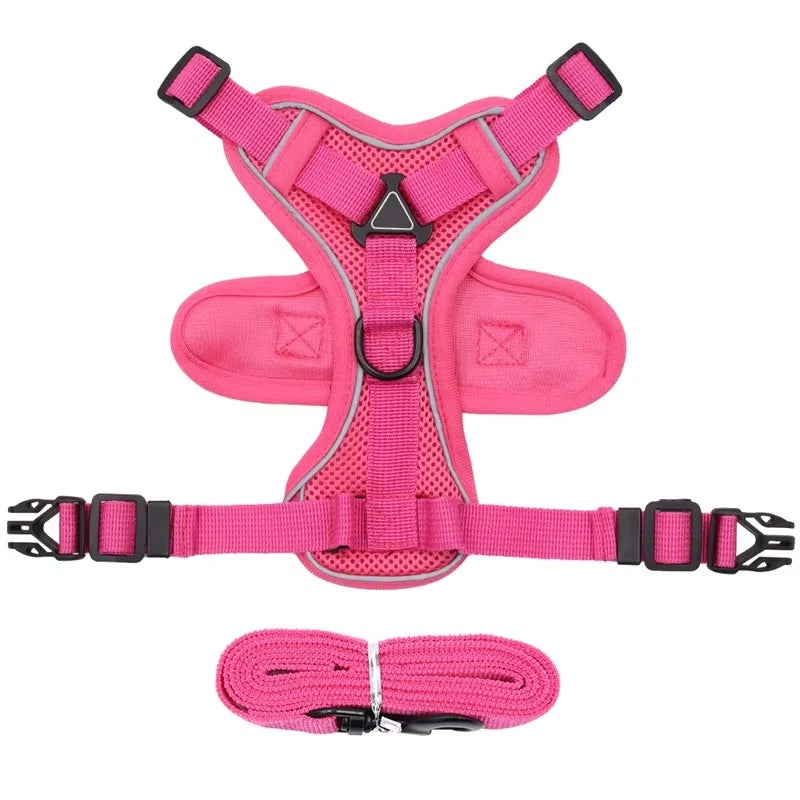 Cat Harness & Leash Set Reflective Breathable Mesh Quick-Release