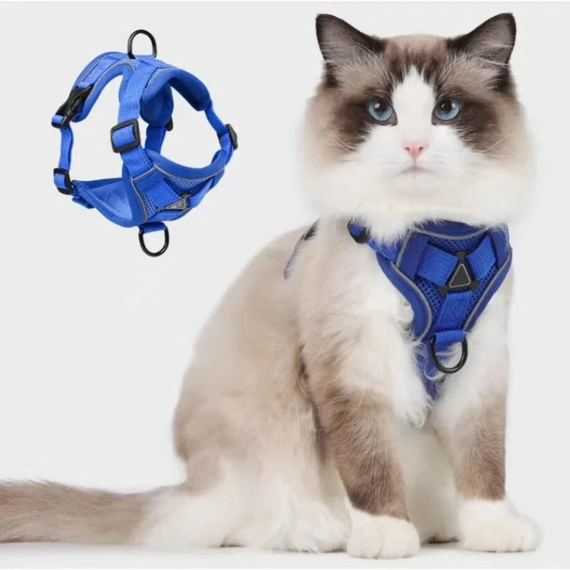 Cat Harness & Leash Set Reflective Breathable Mesh Quick-Release