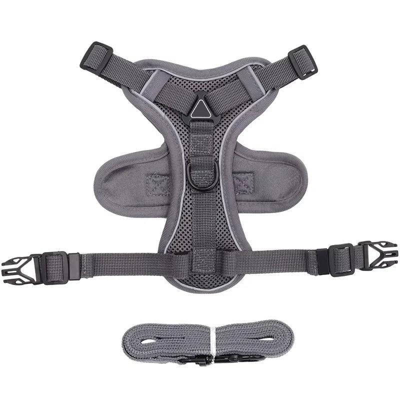 Cat Harness & Leash Set Reflective Breathable Mesh Quick-Release