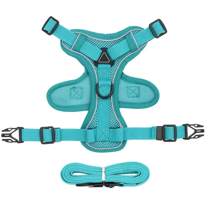 Cat Harness & Leash Set Reflective Breathable Mesh Quick-Release