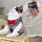 Cat Harness Rope Leash Soft Fabric & Metal Buckle