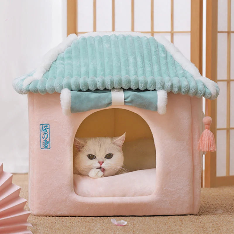 Cat House 2-In-1 Enclosed Condo & Washable Cushion