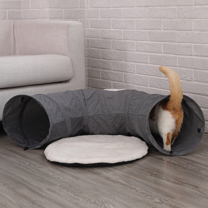 Cat House Multi-Functional Litter Box & Tunnel Velvet Cushion