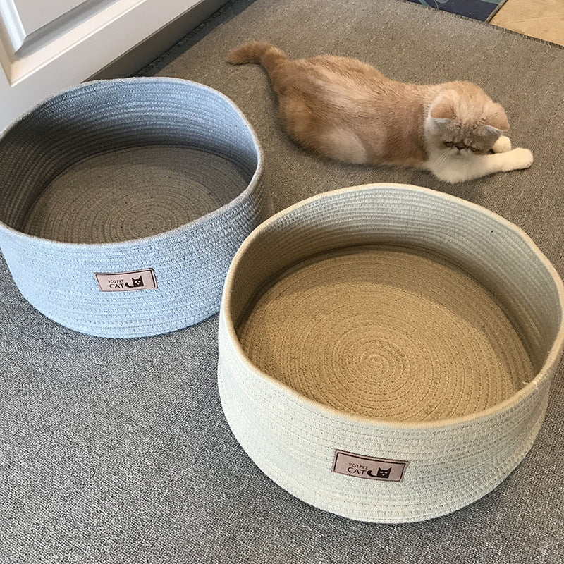 Cat Litter Bed Handmade Cotton Rope Non-Stick Hair