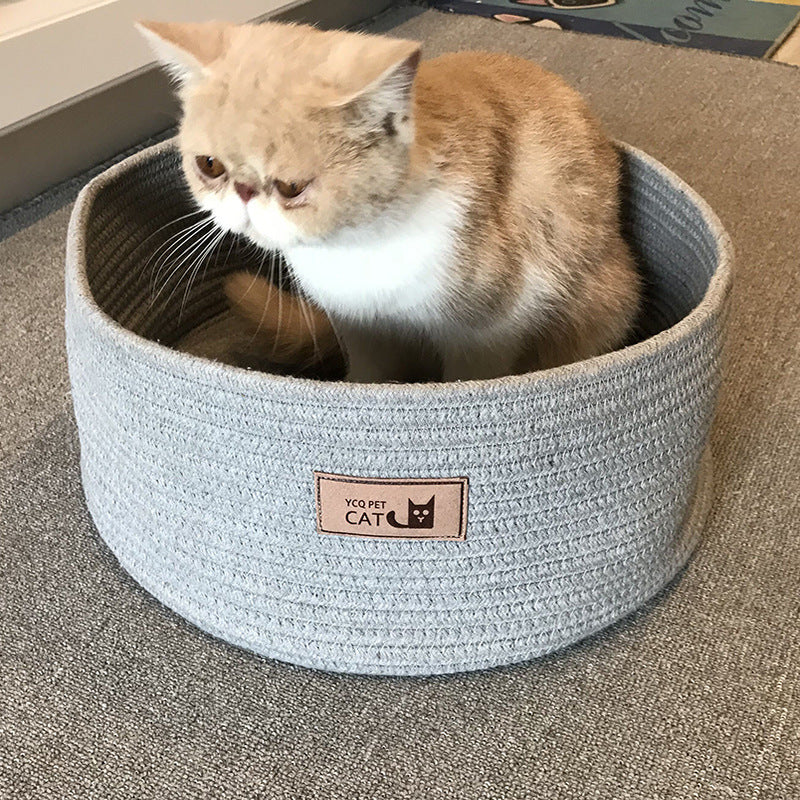 Cat Litter Bed Handmade Cotton Rope Non-Stick Hair