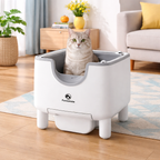 Cat Litter Box Open-Top Self-Cleaning Odor Control