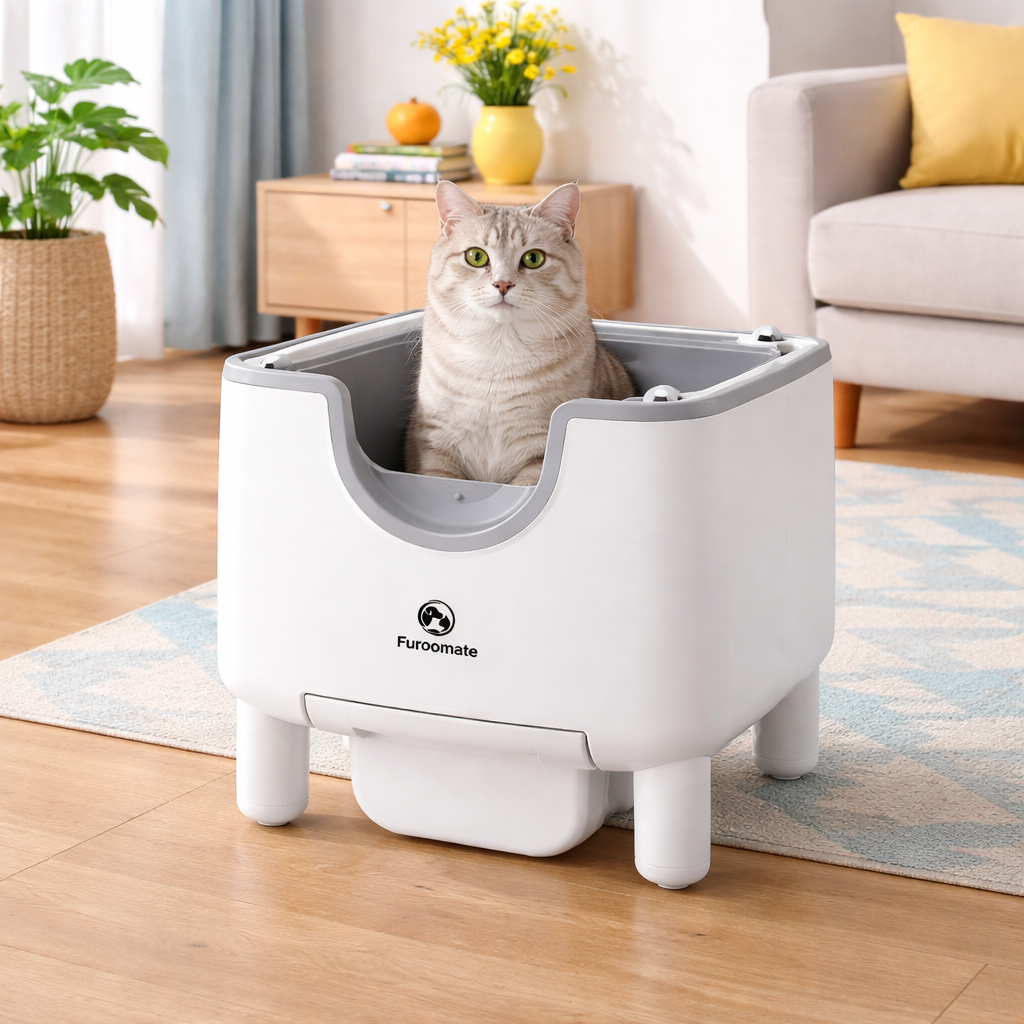 Cat Litter Box Open-Top Self-Cleaning Odor Control