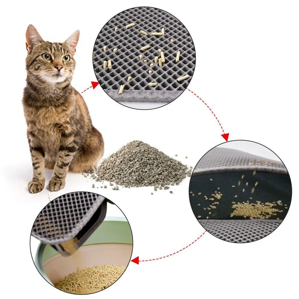 Cat Litter Mat Double Layer Honeycomb Waterproof & Non-Slip
