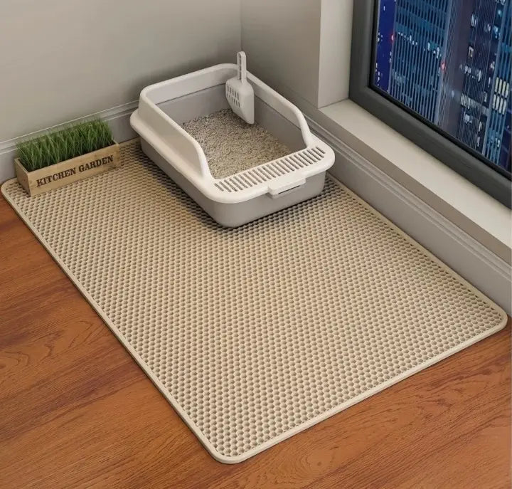 Cat Litter Mat Dual-Layer Water-Resistant & Machine Washable