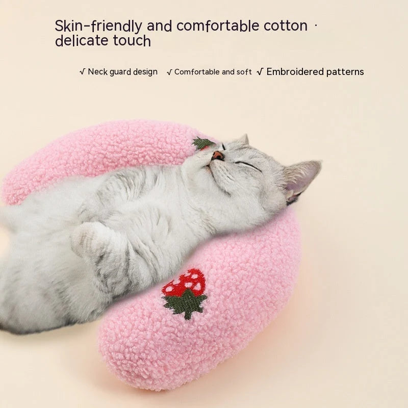 Cat Neck Pillow Ergonomic Half U-Shape Plush Washable