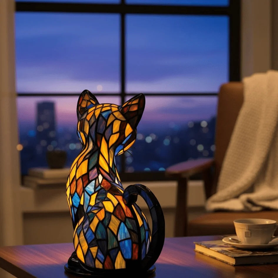 Cat Night Light Handmade Resin Warm White LED