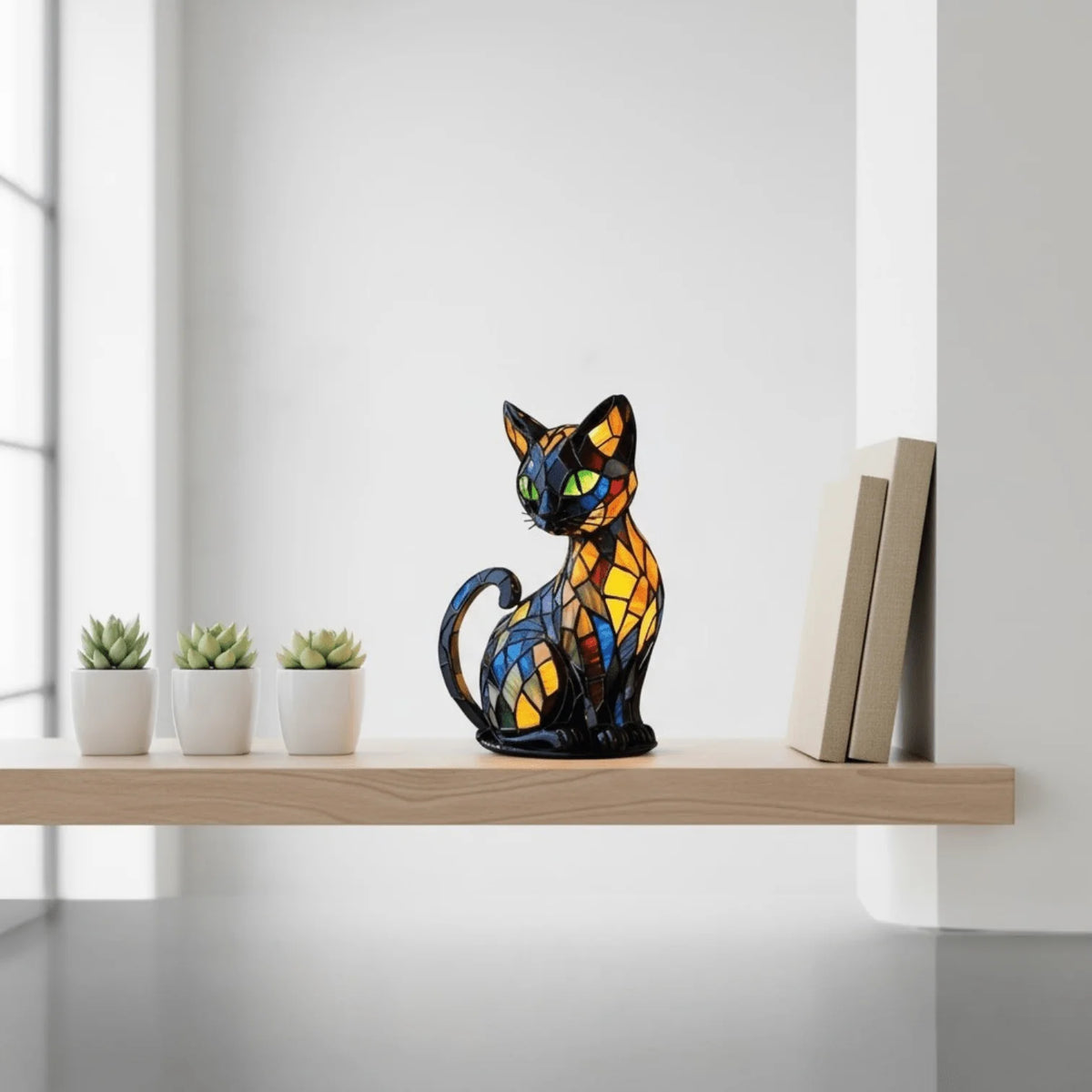Cat Night Light Handmade Resin Warm White LED