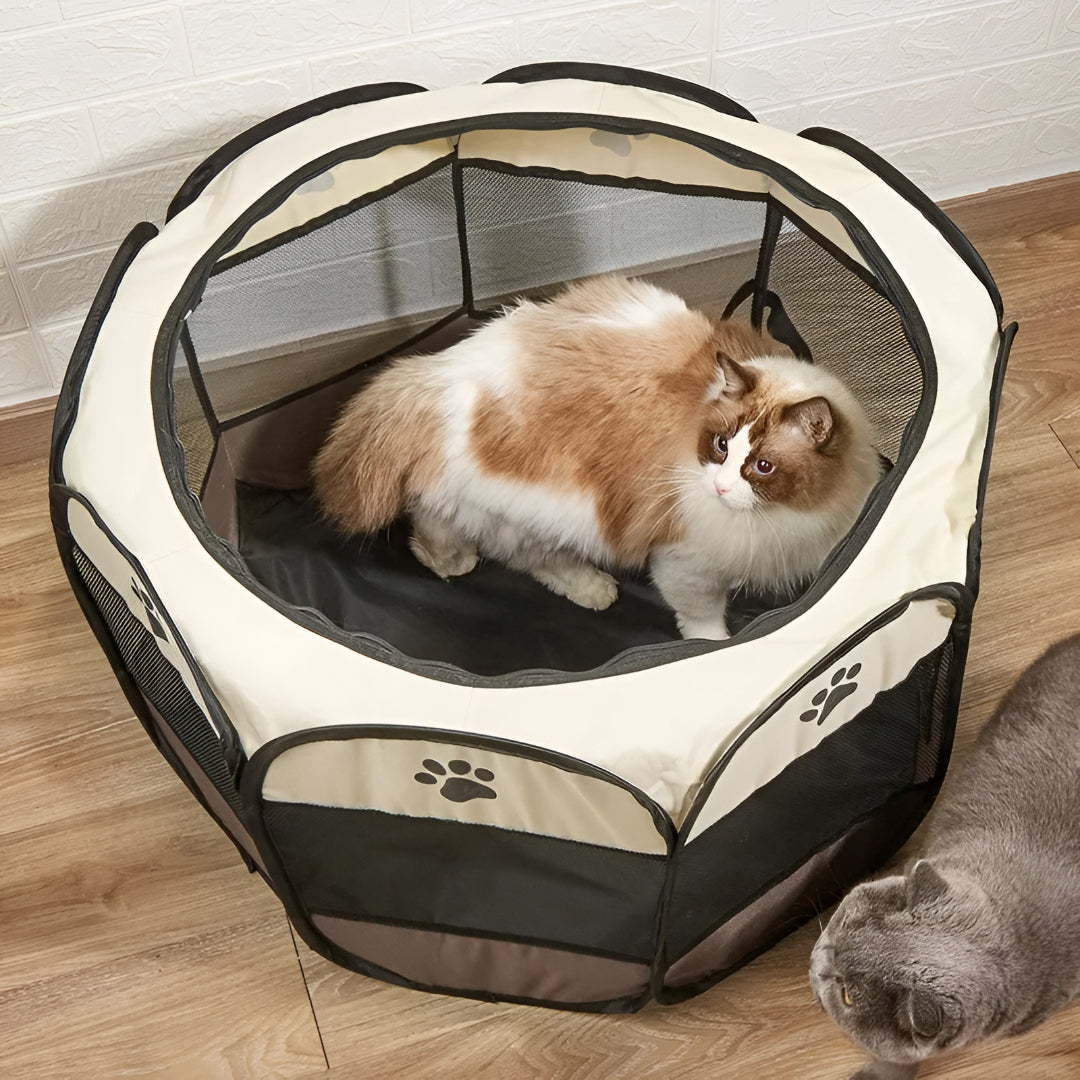 Cat Playpen Foldable 360 Degree Breathable Mesh Zip Door