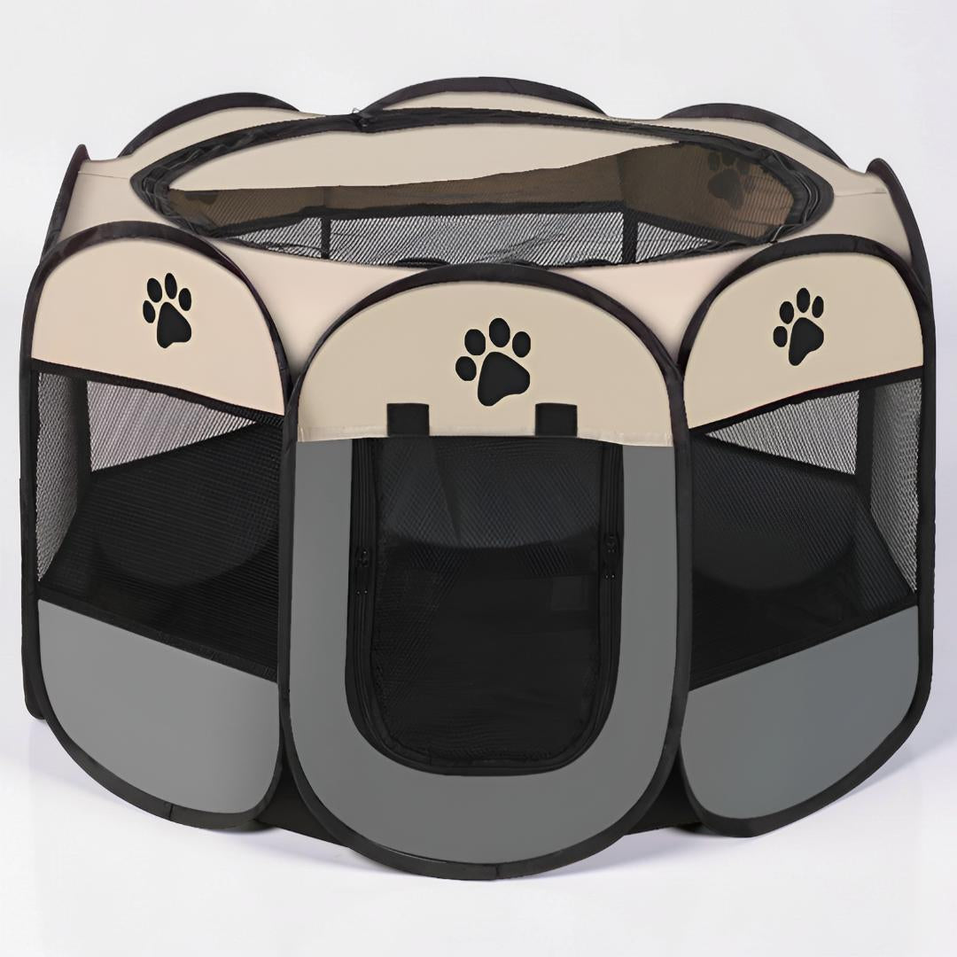 Cat Playpen Foldable 360 Degree Breathable Mesh Zip Door