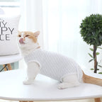 Cat Recovery Outfit Soft Breathable Blue And White Stripe