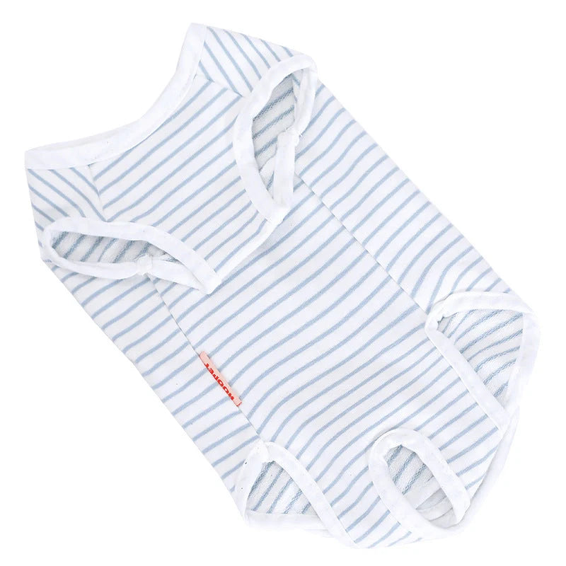 Cat Recovery Outfit Soft Breathable Blue And White Stripe