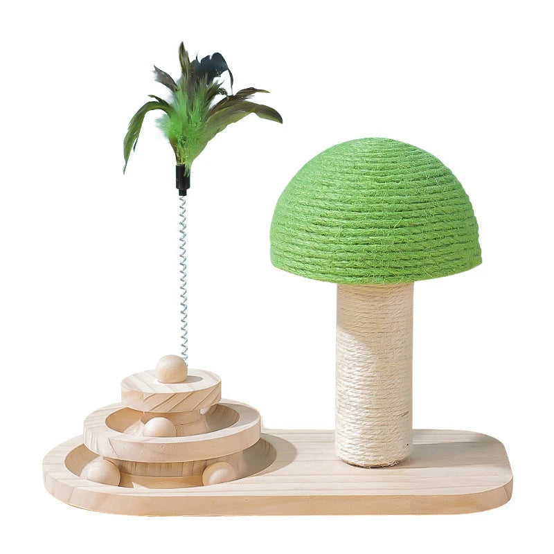 Cat Scratch Toy Solid Wood Base Double Sisal Balls