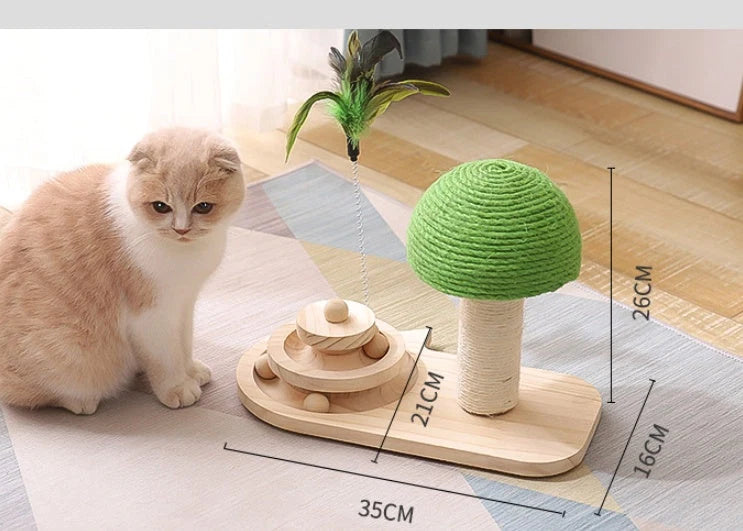 Cat Scratch Toy Solid Wood Base Double Sisal Balls