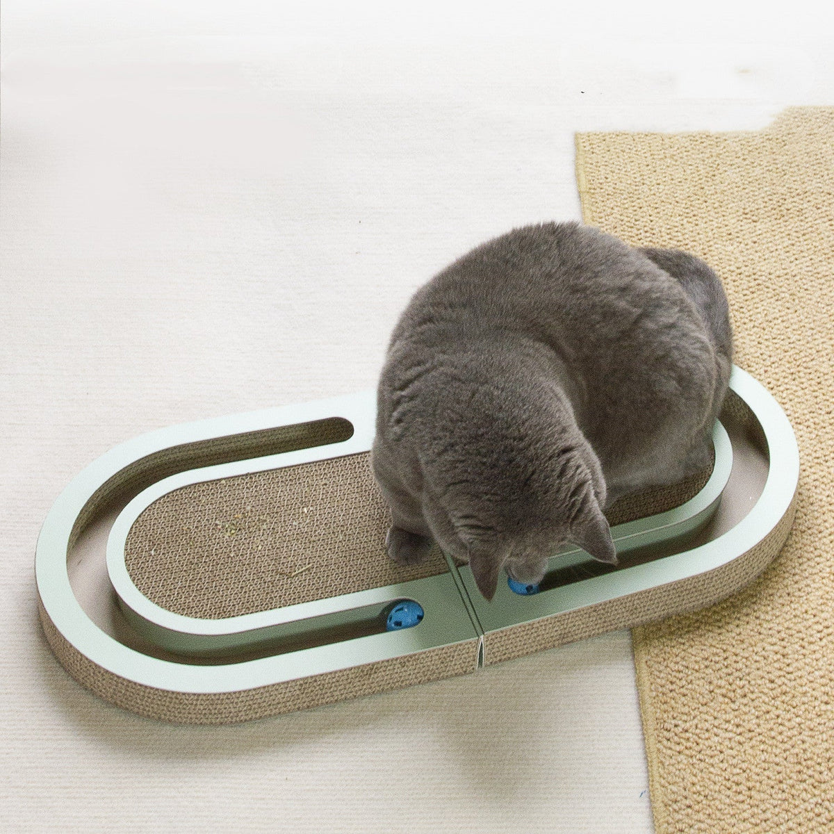 Cat Scratcher Foldable Corrugated Paper With Toy Ball