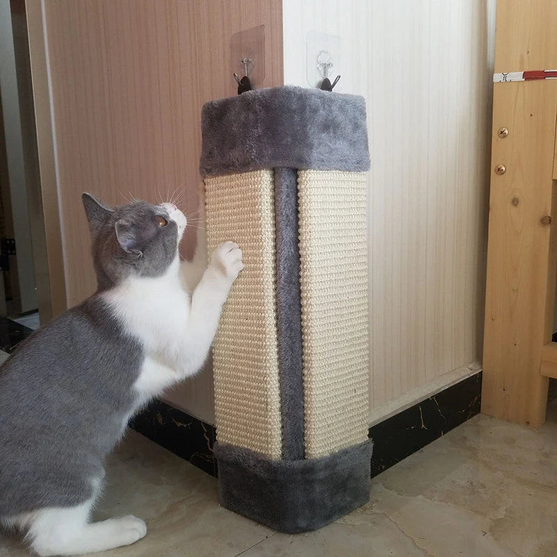 Cat Scratcher Foldable Natural Sisal & Plush Protects Furniture