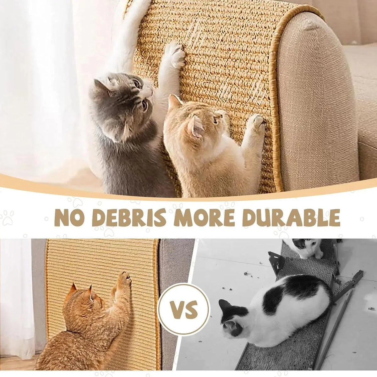 Cat Scratcher Mat Natural Sisal Non-Toxic Wall-Mountable