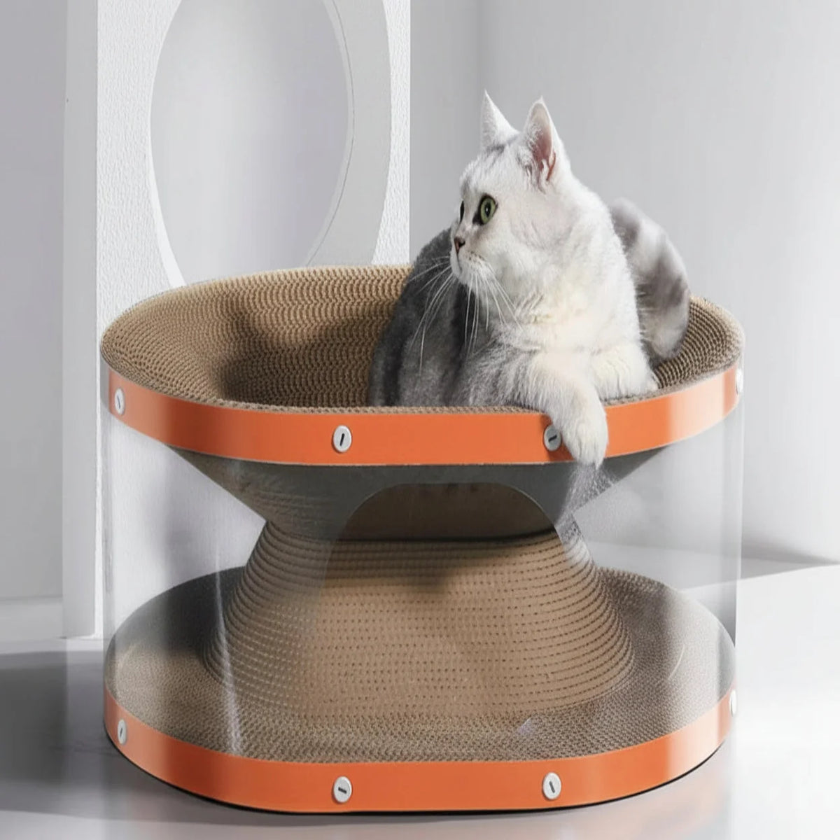 Cat Scratching Board Corrugated Cardboard Two-Level Nest
