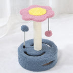 Cat Scratching Rod Six-Petal Sunflower Teddy Velvet & Built-In Teaser