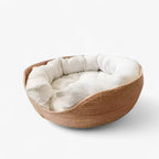 Cat & Small Dog Bed Handwoven Bamboo Plush Cushion