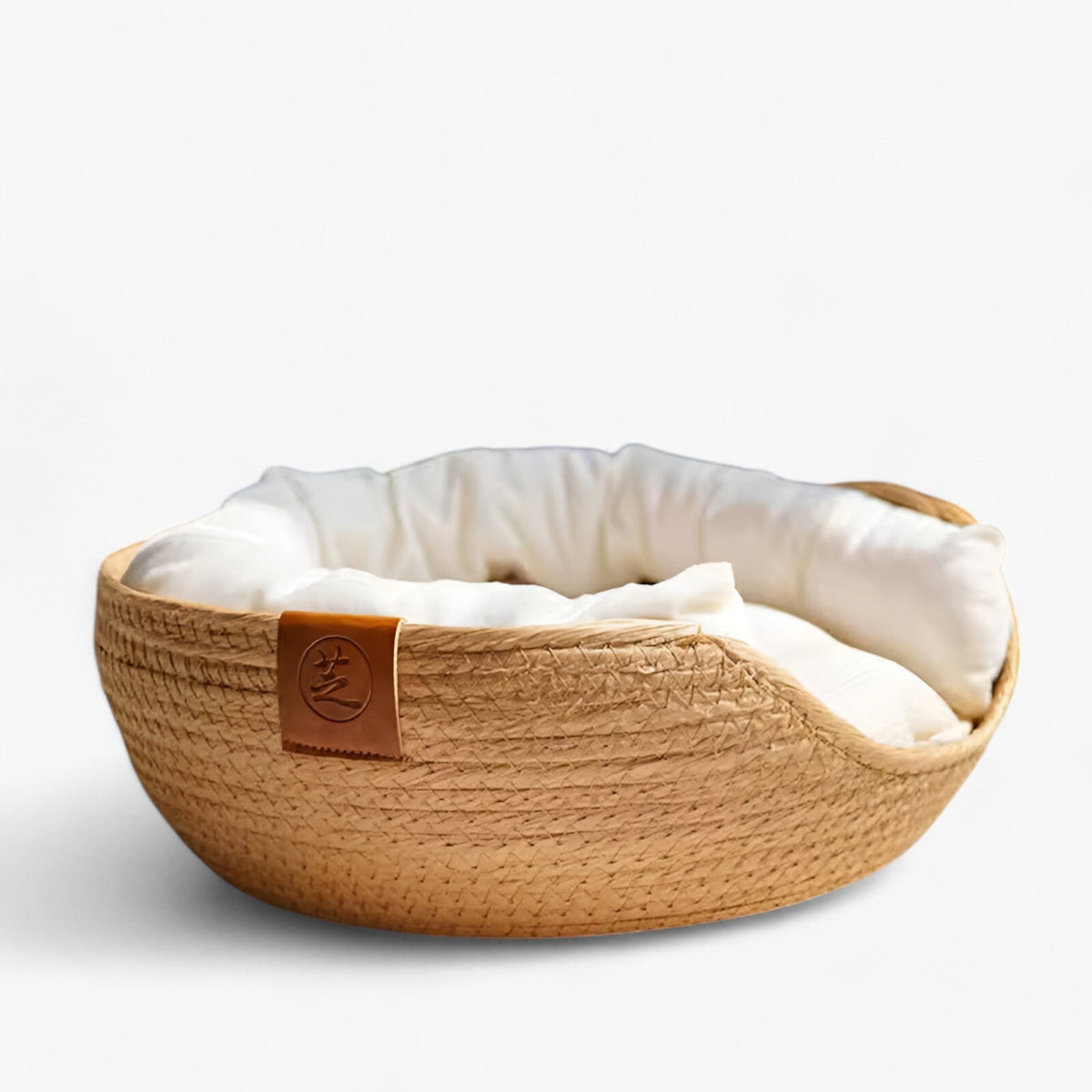 Cat & Small Dog Bed Handwoven Bamboo Plush Cushion