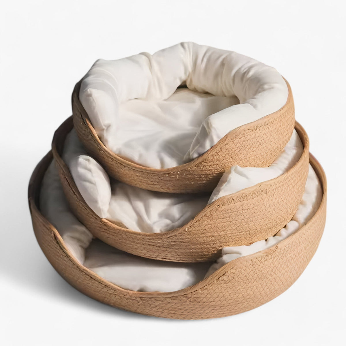 Cat & Small Dog Bed Handwoven Bamboo Plush Cushion