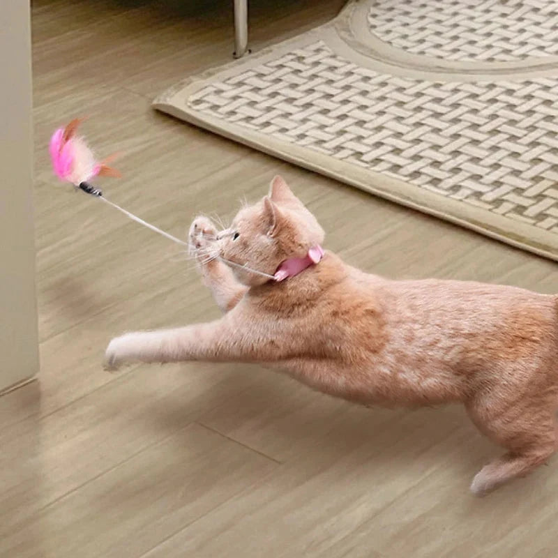 Cat Teaser Wand Interactive Silicone Bell Adjustable 17-27 cm