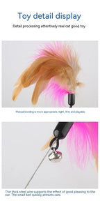 Cat Teaser Wand Interactive Silicone Bell Adjustable 17-27 cm