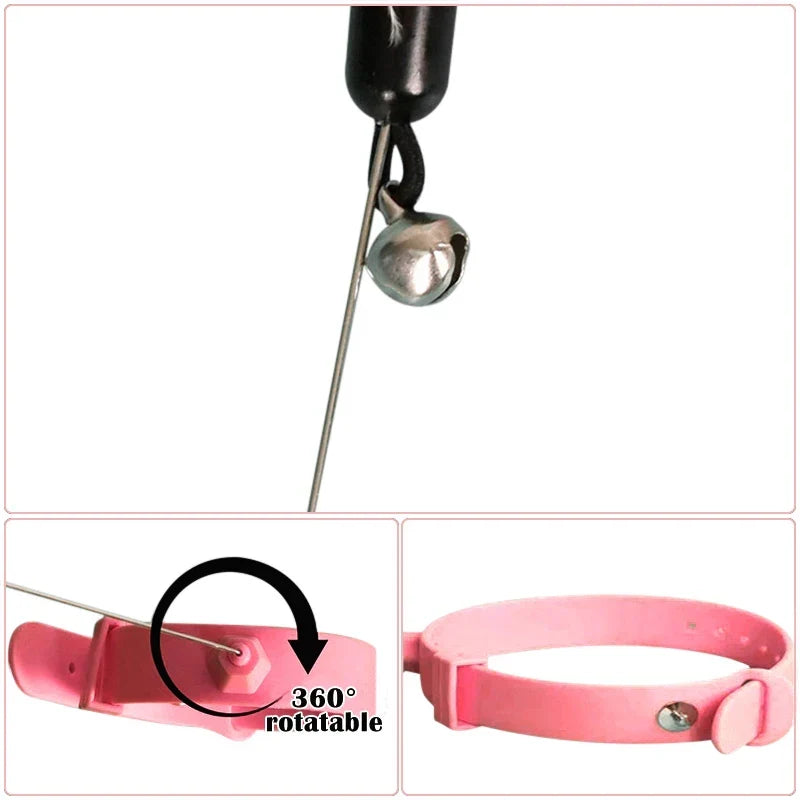 Cat Teaser Wand Interactive Silicone Bell Adjustable 17-27 cm