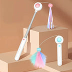 Cat Teaser Wand Retractable Feather & Tassel Heads