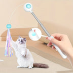 Cat Teaser Wand Retractable Feather & Tassel Heads